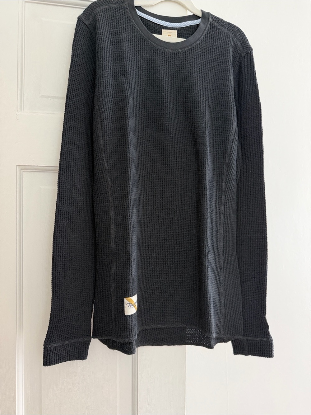 Tracksmith Black Waffle-Knit Crewneck Sweater